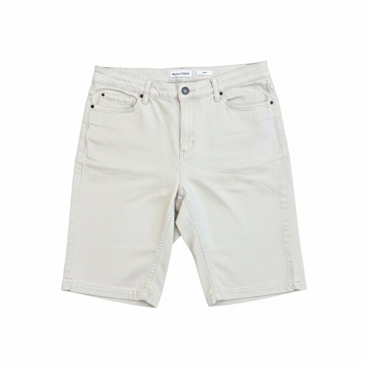Reflections White Denim Bermuda Shorts