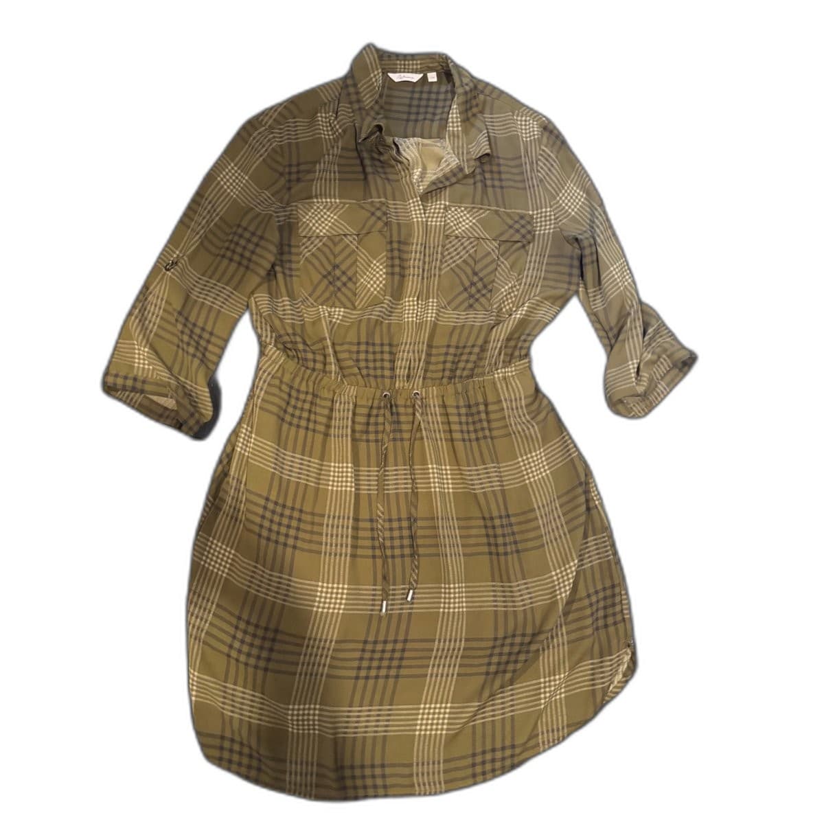 Plaid Drawstring Waist Dress