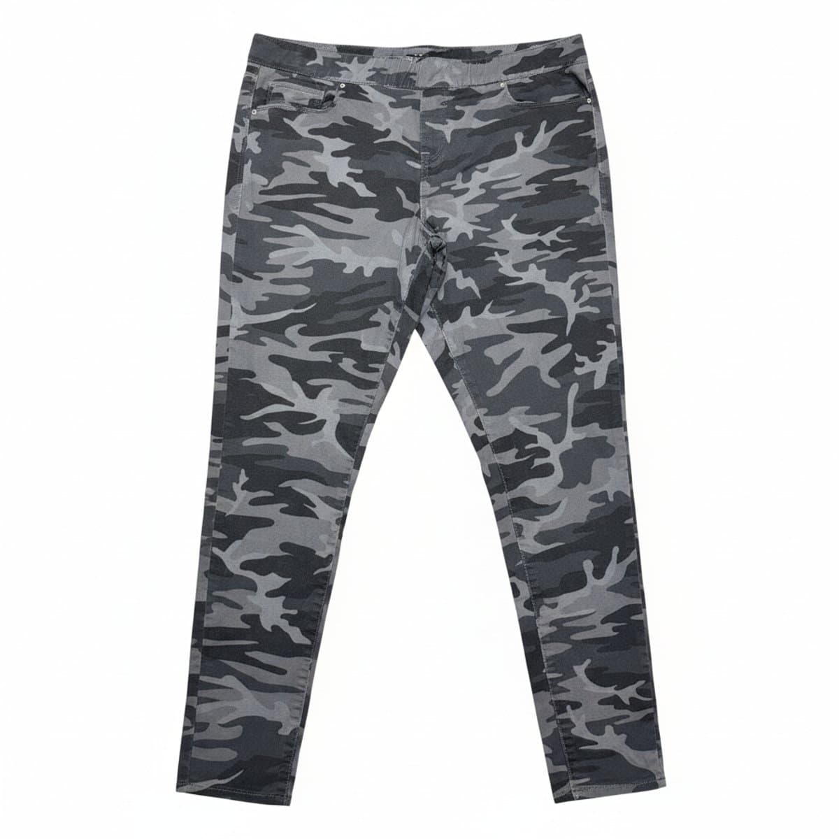 Women's Liverpool Los Angeles grey camouflage pull-on knit jeggings, comfortable stretch fit, available at handpicked306 boutique in Carlyle SK.