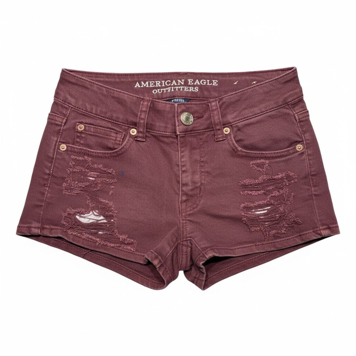 American Eagle Outfitters Burgundy Stretch Denim Shorts