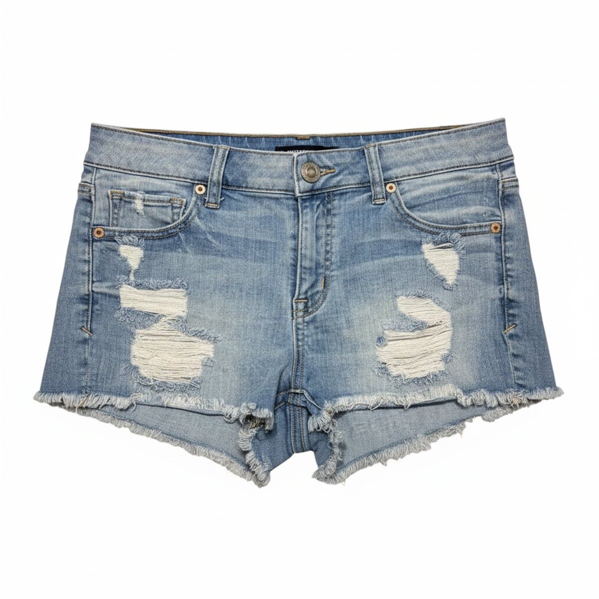 American Eagle Distressed Raw Hem Denim Shorts - Light Wash