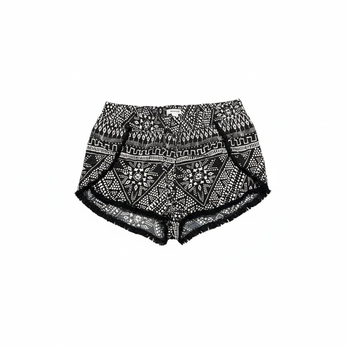 Garage Monochrome Tribal Print Frayed Hem Shorts
