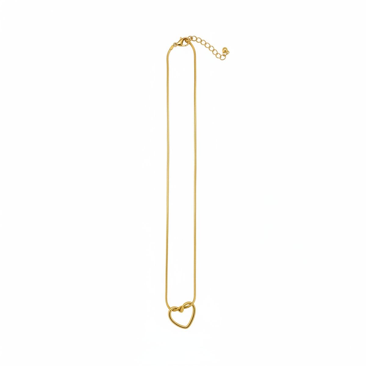 Minimalist gold-tone heart pendant necklace with snake chain, available at handpicked306 boutique in Carlyle SK.
