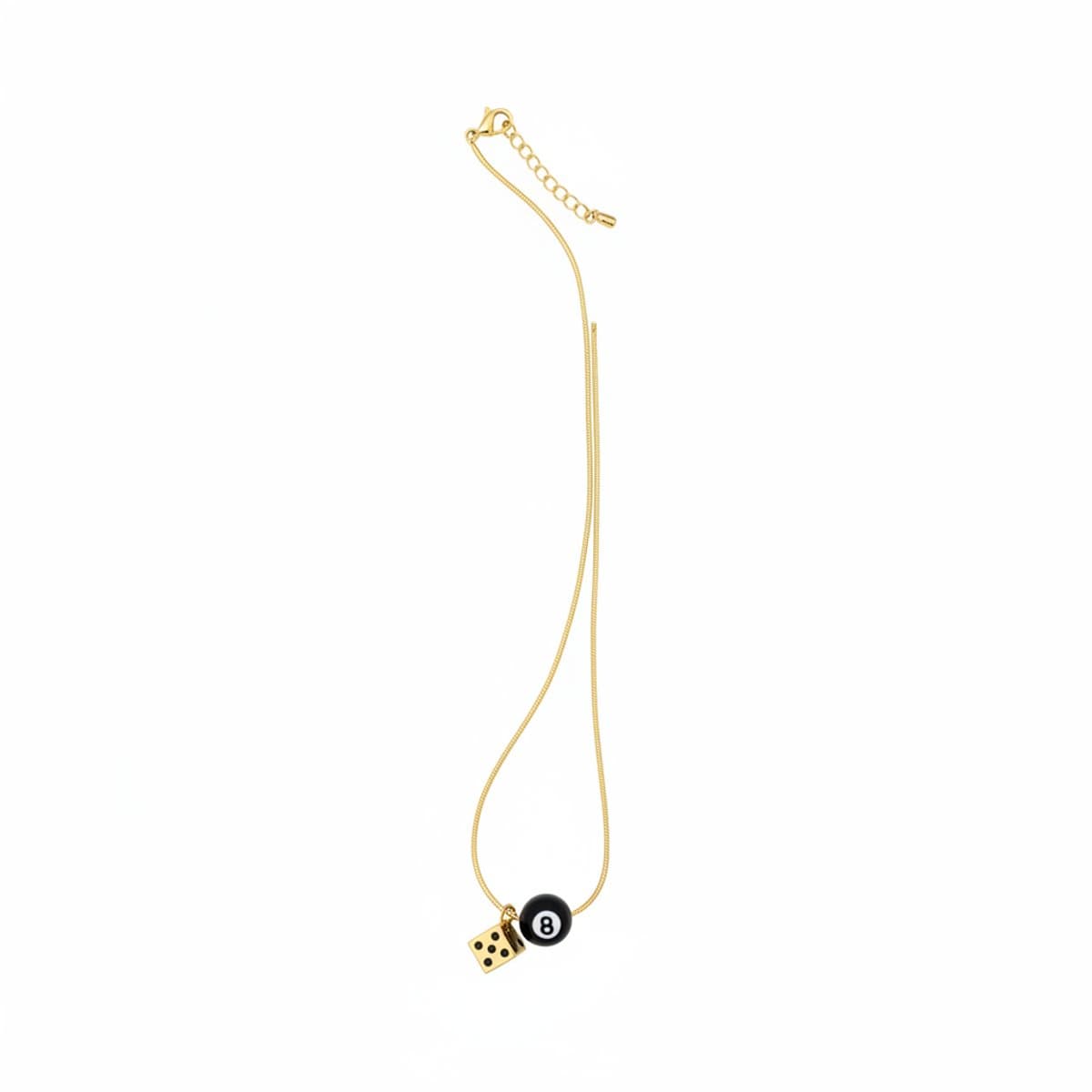 Lucky 8-Ball & Dice Gold-Tone Pendant Necklace