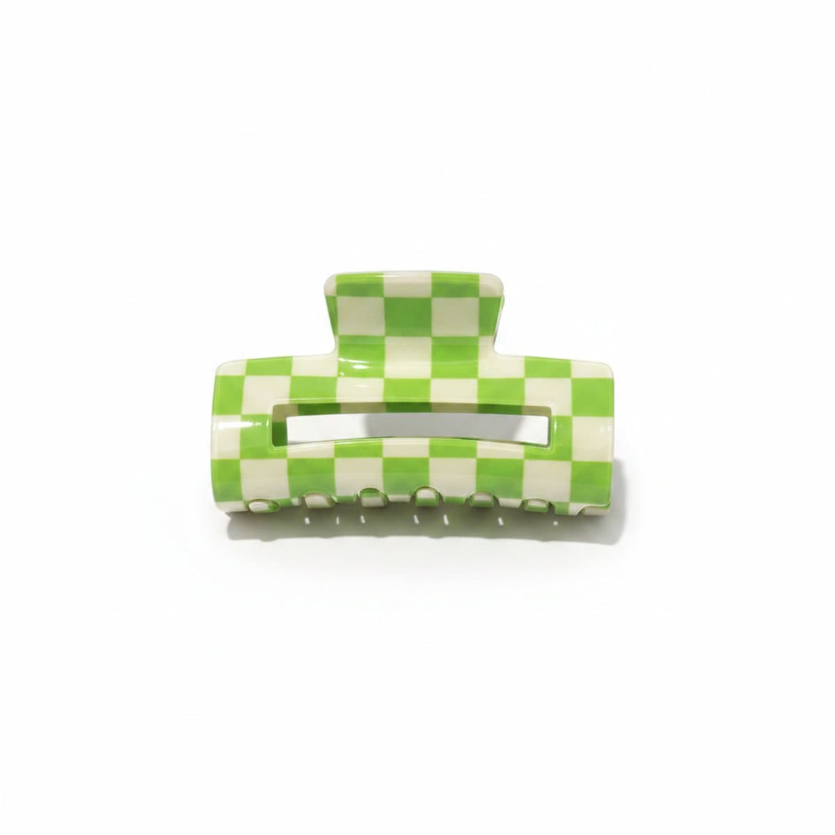 Retro Checkered Lime Green Matte Claw Clip
