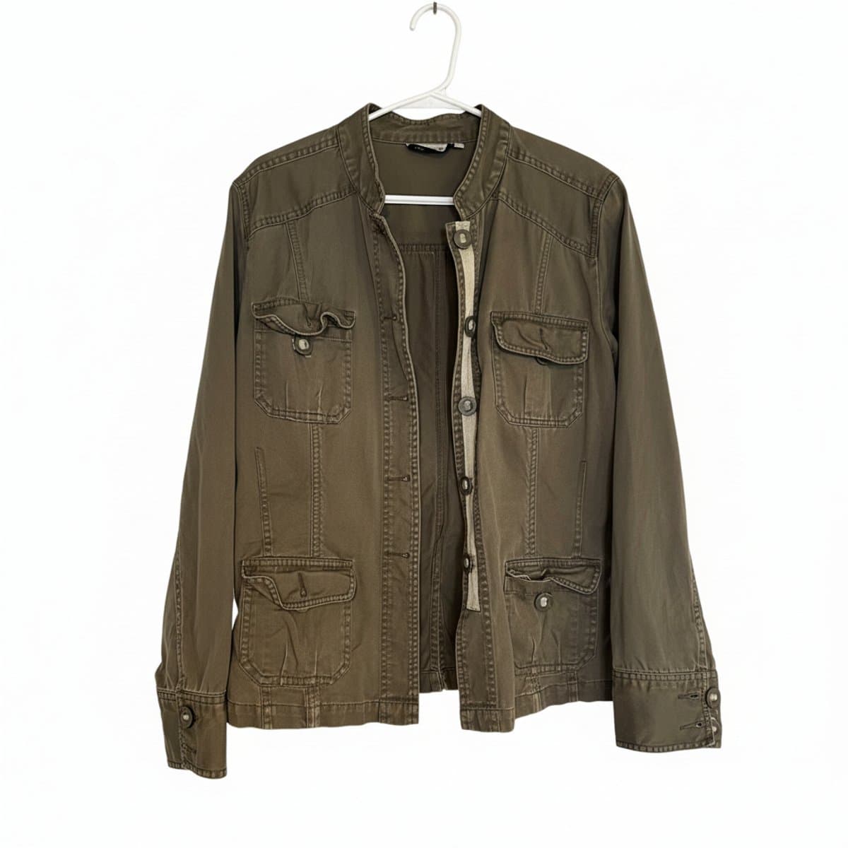 Chico’s Utility Safari Jacket - Olive Green Layering Essential