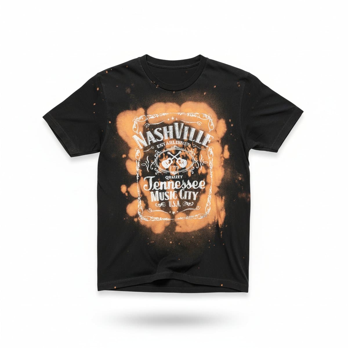 Nashville Music City Bleach-Wash Graphic Tee