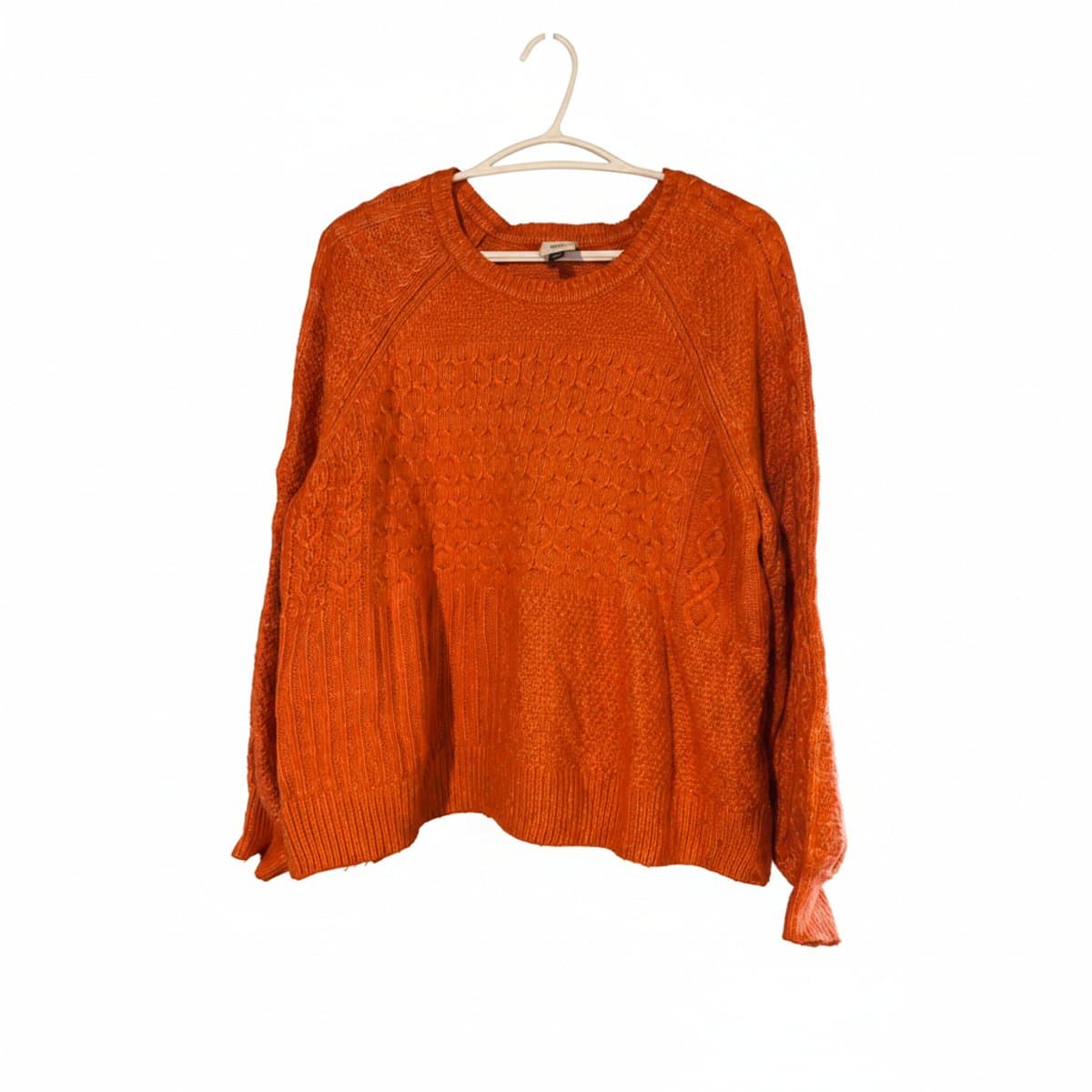 GAP Vibrant Sunset Orange Textured Knit Sweater