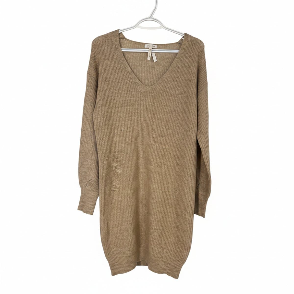 Dreamers by Debut Cozy V-Neck Tunic Sweater - Taupe