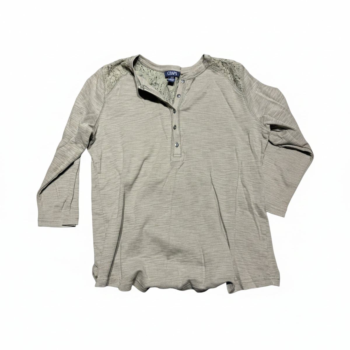 Chaps Sage Green Lace-Detail Henley