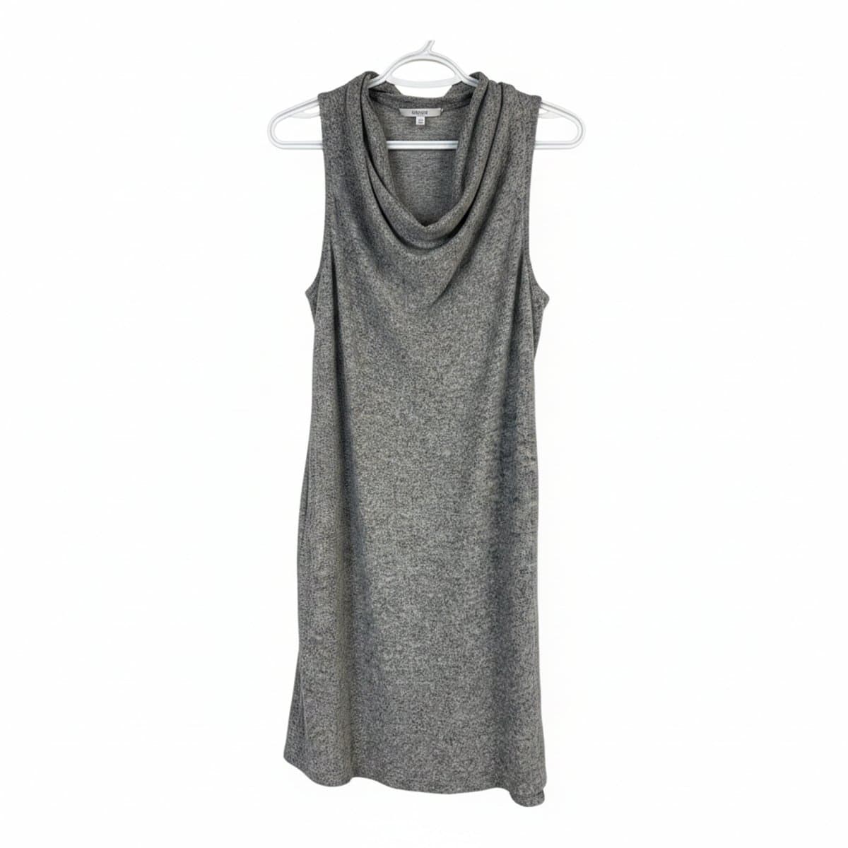 Minimalist Heather Grey Cowl Neck Sleeveless Tunic