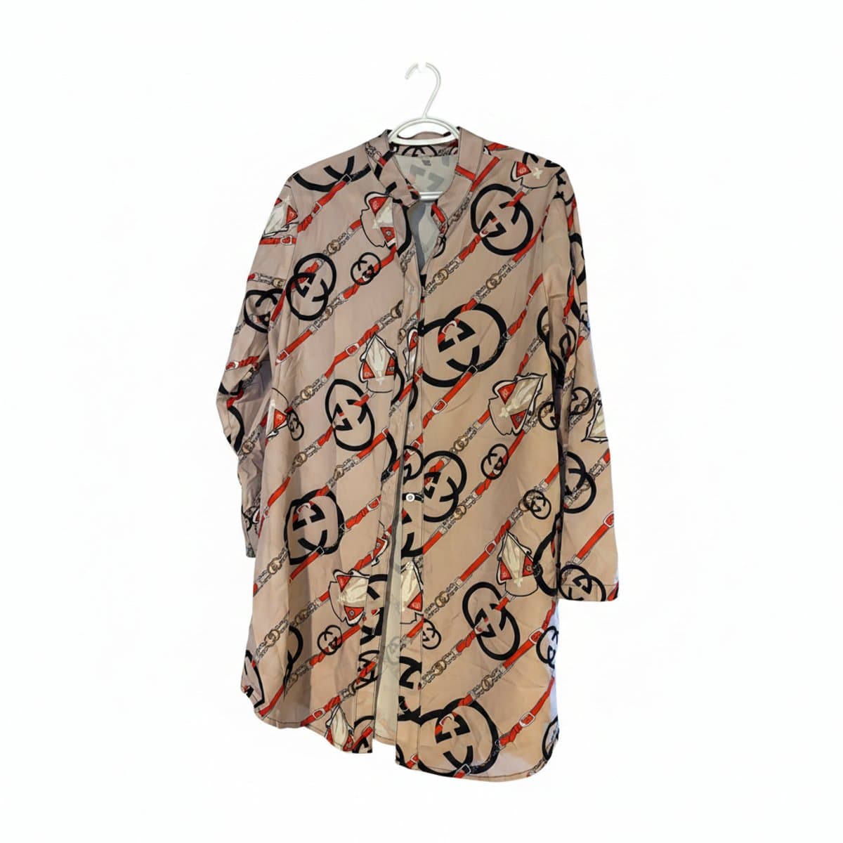Vintage-Inspired Interlocking Logo Chain Print Button-Down