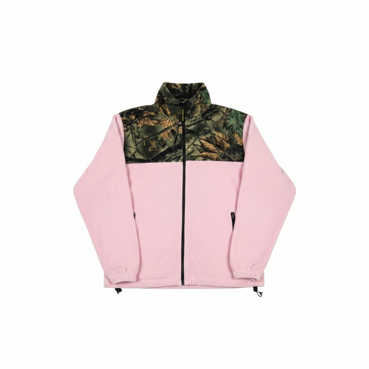 Vintage Mossy Oak x Baby Pink Contrast Fleece Zip-Up
