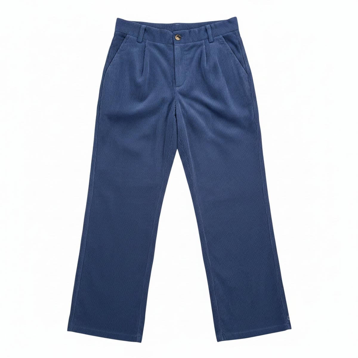 Classic Slate Blue Corduroy Wide-Leg Trousers